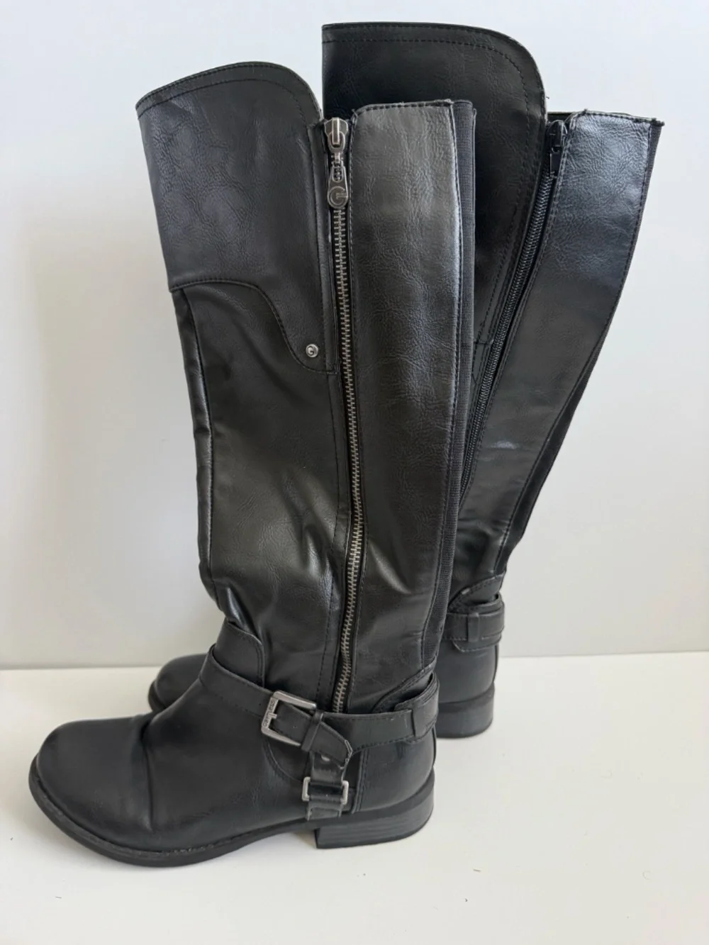 G by Guess Black Faux Leather Knee High Riding Boots